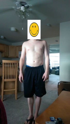 A picture of a 5'5" male showing a fat loss from 138 pounds to 132 pounds. A net loss of 6 pounds.
