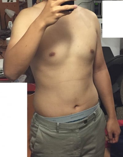 A before and after photo of a 5'8" male showing a snapshot of 160 pounds at a height of 5'8