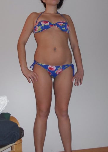 A photo of a 5'3" woman showing a snapshot of 131 pounds at a height of 5'3