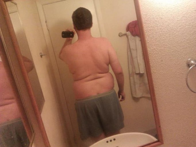 A progress pic of a person at 274 lbs
