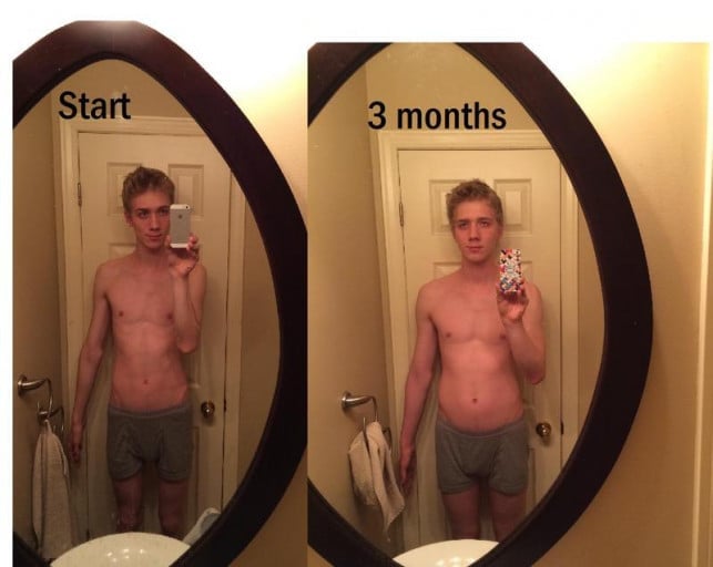 6'3 Male 25 lbs Muscle Gain Before and After 135 lbs to 160 lbs