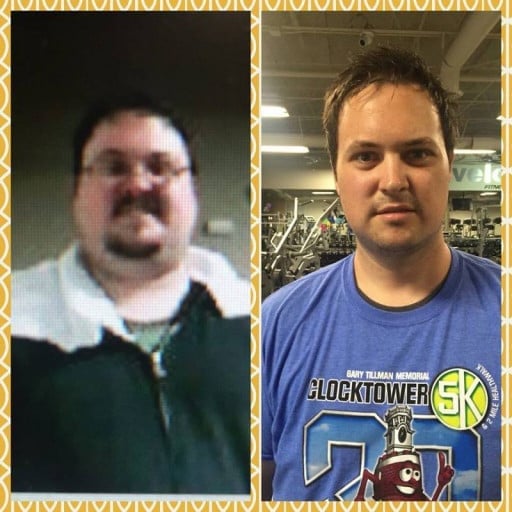 105 lbs Fat Loss Before and After 6 foot 1 Male 350 lbs to 245 lbs