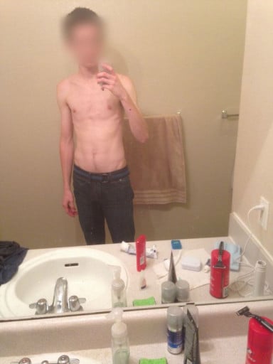 A progress pic of a 6'3" man showing a muscle gain from 140 pounds to 164 pounds. A total gain of 24 pounds.