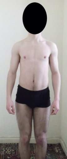 A before and after photo of a 5'7" male showing a snapshot of 138 pounds at a height of 5'7