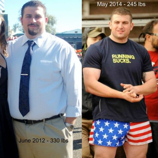 6 foot Male Progress Pics of 85 lbs Fat Loss 330 lbs to 245 lbs