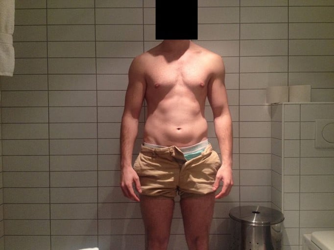 A progress pic of a 5'10" man showing a snapshot of 156 pounds at a height of 5'10