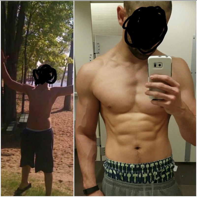 Before and After 27 lbs Weight Gain 5'11 Male 140 lbs to 167 lbs