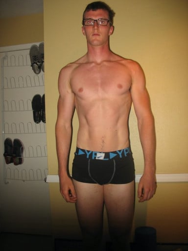 A before and after photo of a 6'2" male showing a snapshot of 178 pounds at a height of 6'2