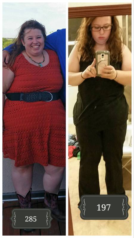 88 lbs Fat Loss 4 feet 11 Female 285 lbs to 197 lbs