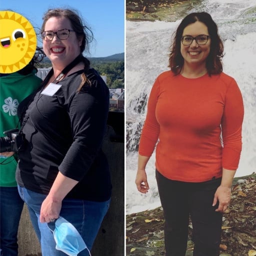 81 lbs Weight Loss Before and After 5 foot 7 Female 278 lbs to 197 lbs