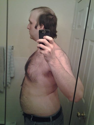 A photo of a 6'2" man showing a weight loss from 245 pounds to 190 pounds. A total loss of 55 pounds.