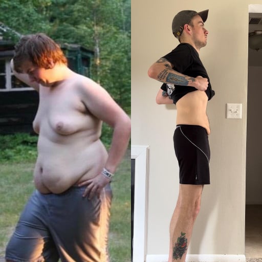 6 foot Male Before and After 107 lbs Fat Loss 253 lbs to 146 lbs