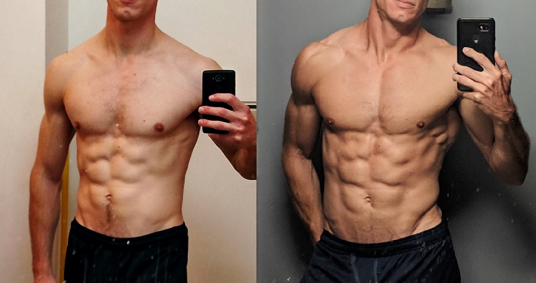 11 lbs Muscle Gain Before and After 5 feet 9 Male 135 lbs to 146 lbs