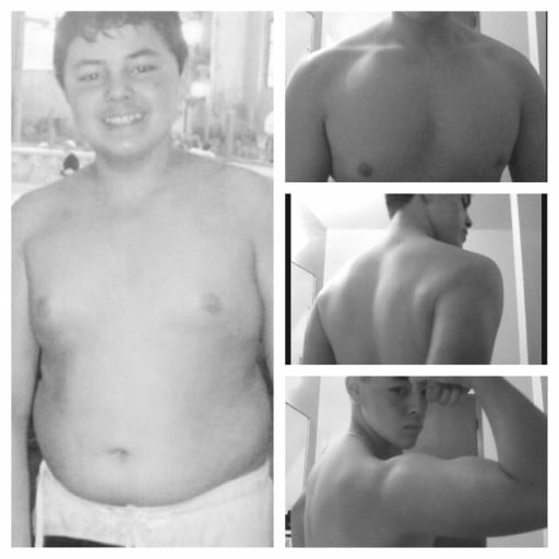 A before and after photo of a 5'9" male showing a weight bulk from 160 pounds to 170 pounds. A net gain of 10 pounds.