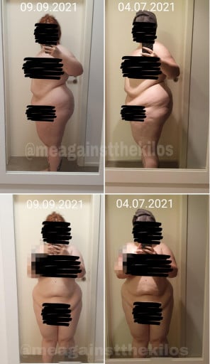 5 foot 6 Female Progress Pics of 8 lbs Fat Loss 270 lbs to 262 lbs