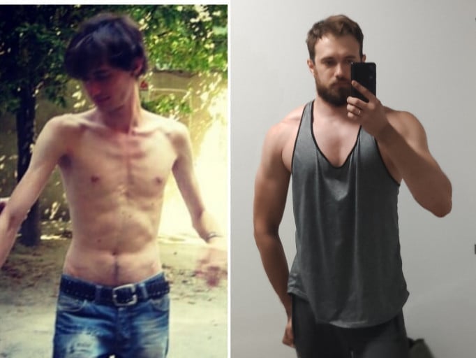 6 feet 3 Male Progress Pics of 65 lbs Muscle Gain 125 lbs to 190 lbs