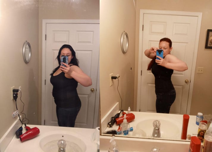 5 feet 6 Female 65 lbs Fat Loss Before and After 235 lbs to 170 lbs