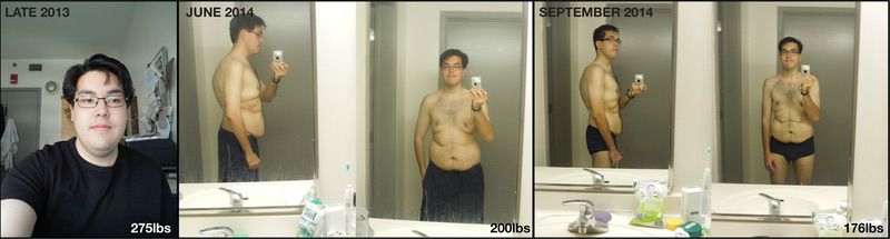 5'11 Male 99 lbs Fat Loss Before and After 275 lbs to 176 lbs