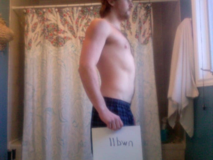 A progress pic of a 5'10" man showing a snapshot of 185 pounds at a height of 5'10