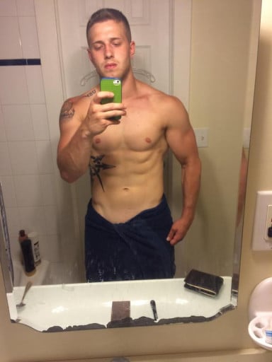 A before and after photo of a 5'9" male showing a fat loss from 200 pounds to 175 pounds. A respectable loss of 25 pounds.
