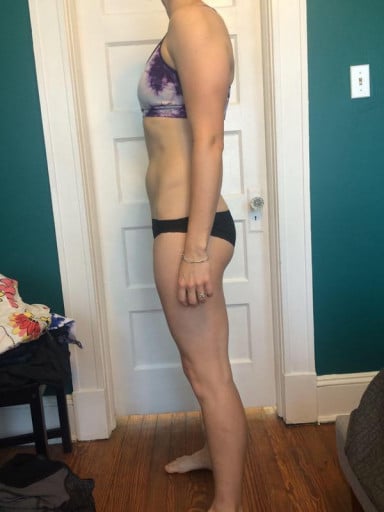 A progress pic of a 5'7" woman showing a snapshot of 140 pounds at a height of 5'7