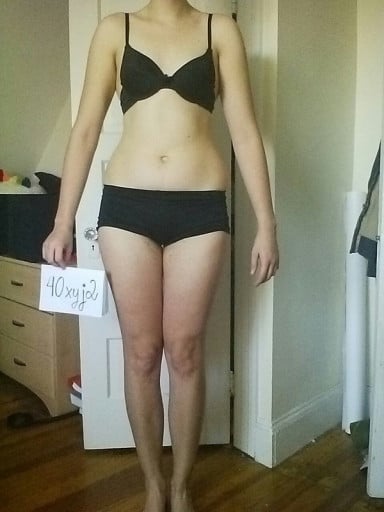 A before and after photo of a 6'2" female showing a snapshot of 180 pounds at a height of 6'2