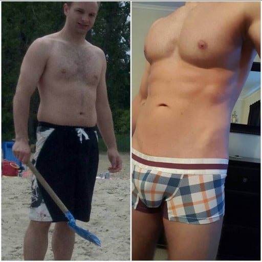 A photo of a 6'0" man showing a weight cut from 188 pounds to 163 pounds. A total loss of 25 pounds.