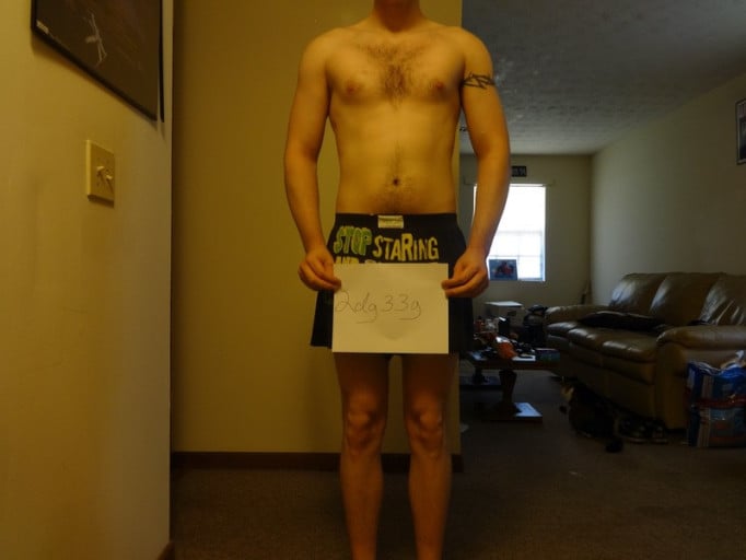 A progress pic of a 6'3" man showing a weight gain from 188 pounds to 198 pounds. A respectable gain of 10 pounds.
