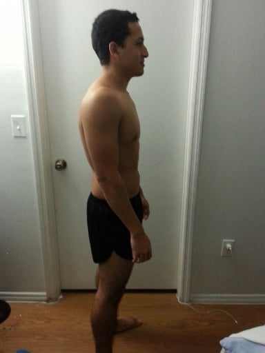 A picture of a 5'8" male showing a snapshot of 158 pounds at a height of 5'8