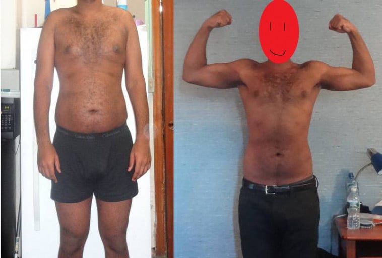 A picture of a 6'2" male showing a weight loss from 215 pounds to 196 pounds. A total loss of 19 pounds.