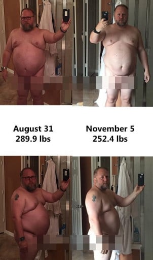 5'7 Male Progress Pics of 37 lbs Weight Loss 289 lbs to 252 lbs