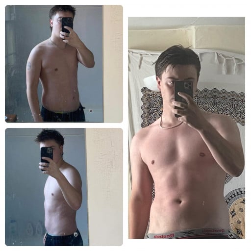 5 foot 9 Male Before and After 14 lbs Fat Loss 182 lbs to 168 lbs