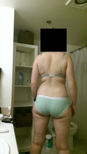 A before and after photo of a 5'10" female showing a snapshot of 190 pounds at a height of 5'10