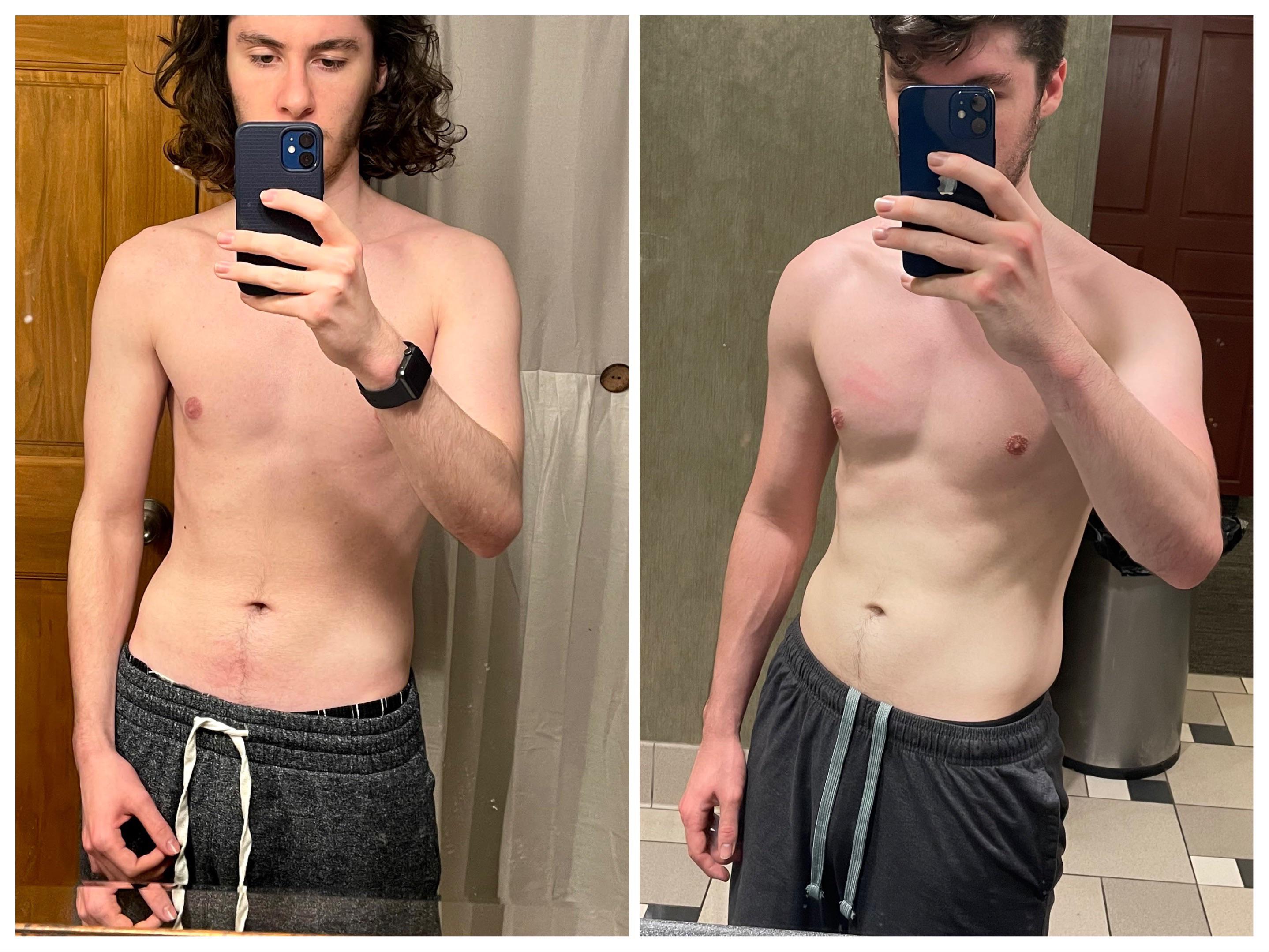 5 foot 10 Male 10 lbs Muscle Gain Before and After 145 lbs to 155 lbs