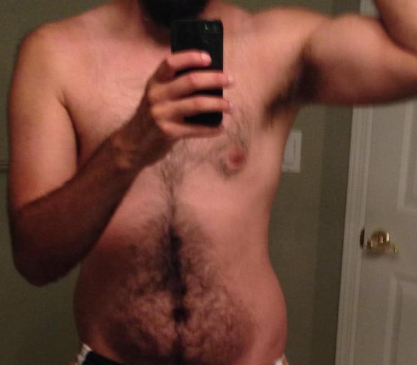 A progress pic of a 6'0" man showing a weight bulk from 150 pounds to 175 pounds. A respectable gain of 25 pounds.