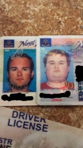 A picture of a 5'6" male showing a weight loss from 305 pounds to 170 pounds. A net loss of 135 pounds.