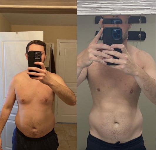 Before and After 21 lbs Weight Loss 6'3 Male 228 lbs to 207 lbs