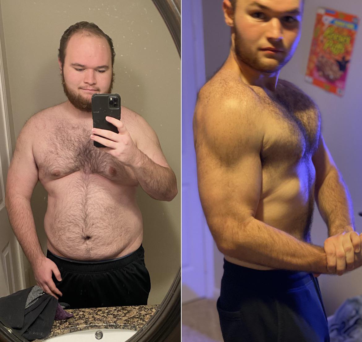 Before and After 93 lbs Weight Loss 5 feet 10 Male 260 lbs to 167 lbs
