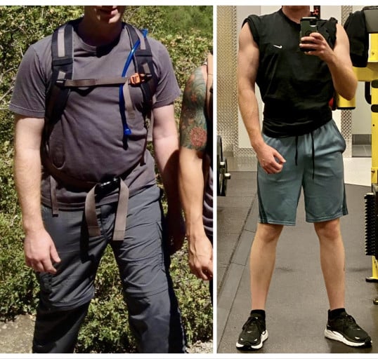 Before and After 34 lbs Fat Loss 5'11 Male 190 lbs to 156 lbs