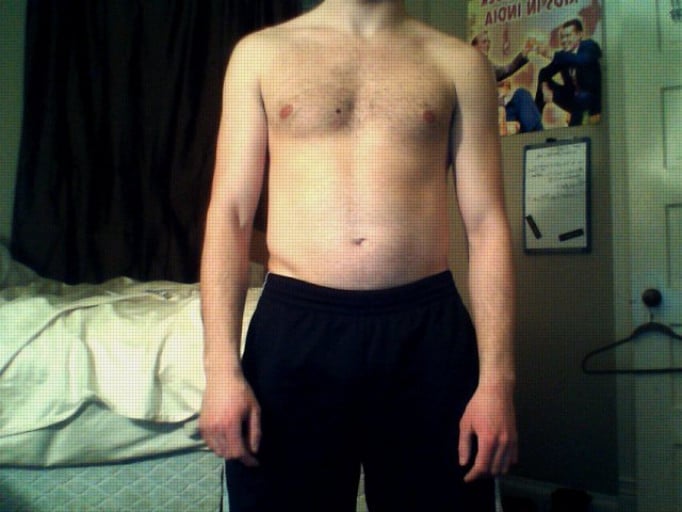 A progress pic of a 5'9" man showing a snapshot of 164 pounds at a height of 5'9