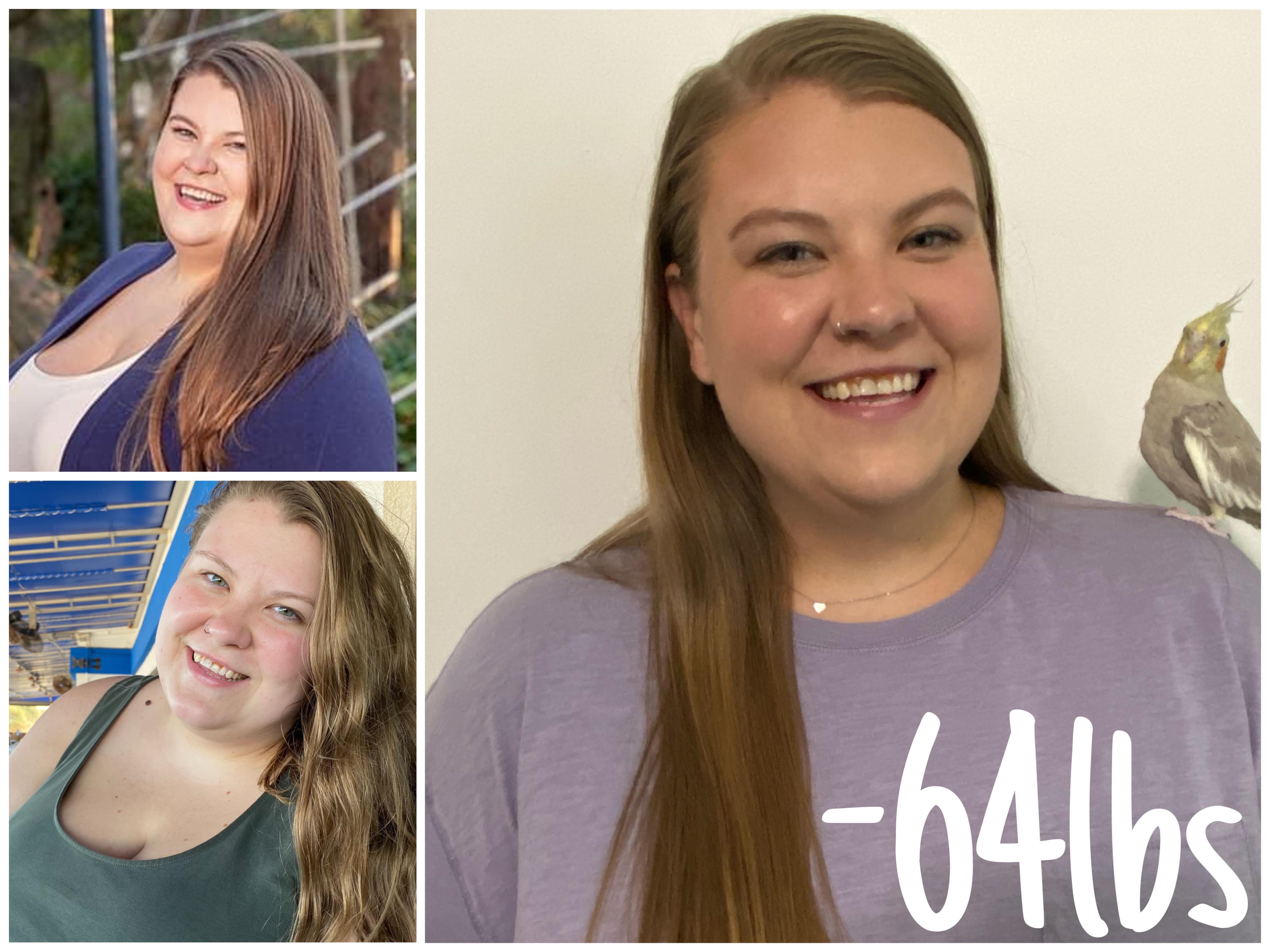 64 lbs Fat Loss Before and After 5 foot 6 Female 400 lbs to 336 lbs