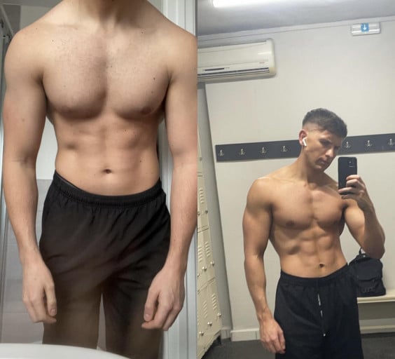 22 lbs Weight Loss Before and After 6 foot 2 Male 198 lbs to 176 lbs