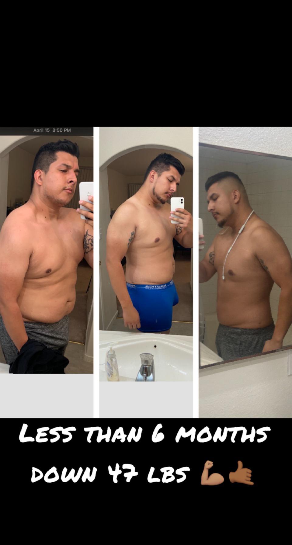 6 foot 2 Male 51 lbs Fat Loss Before and After 296 lbs to 245 lbs