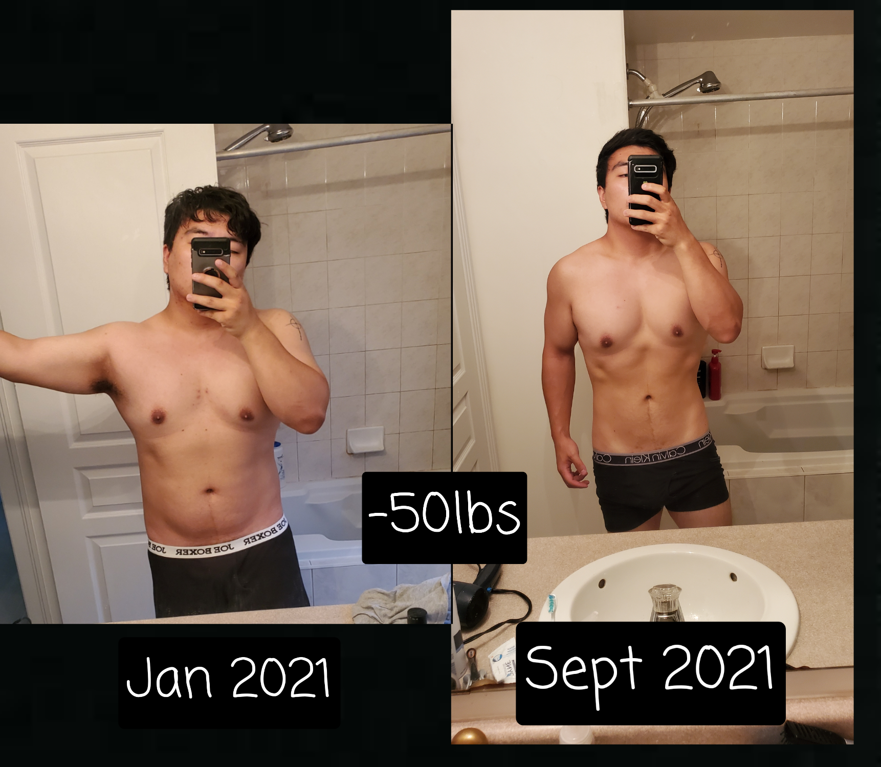 50 lbs Fat Loss 5 feet 9 Male 235 lbs to 185 lbs