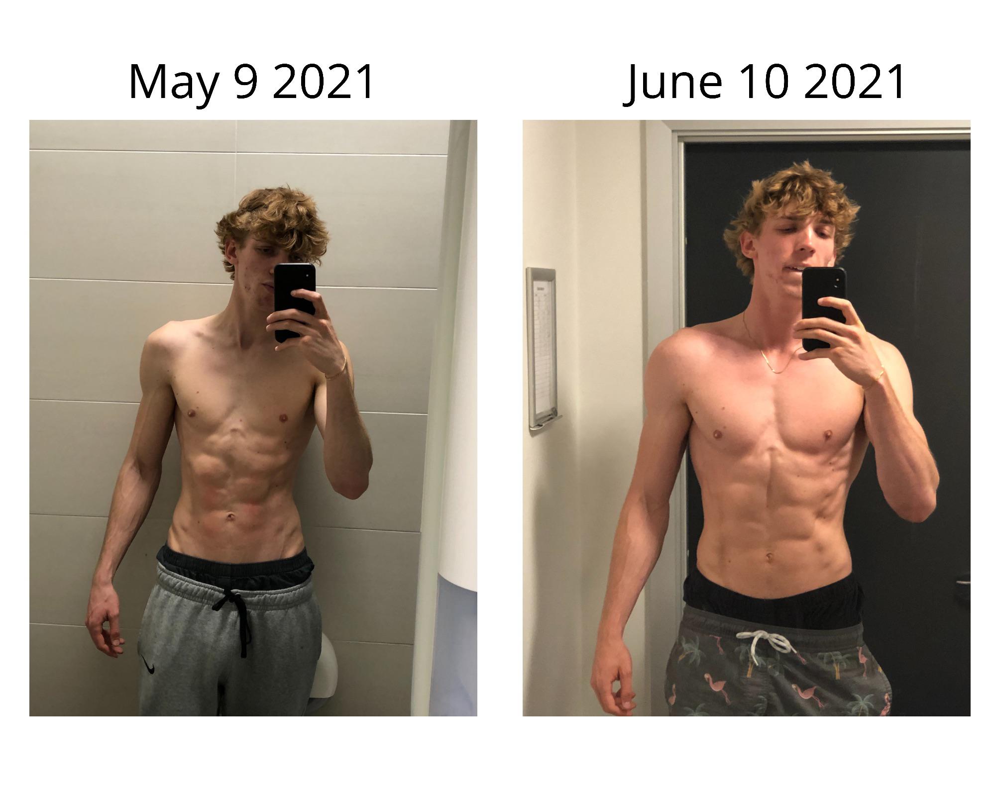 10 lbs Muscle Gain Before and After 6 foot 4 Male 158 lbs to 168 lbs