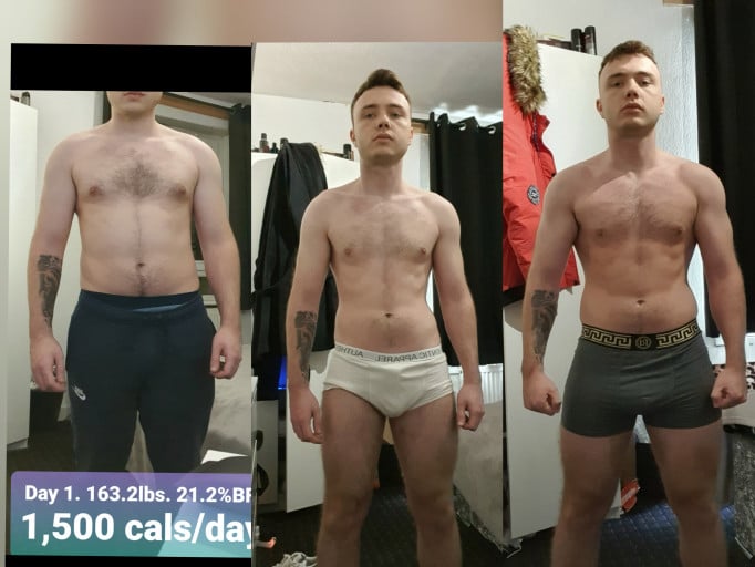 28 lbs Fat Loss Before and After 5'5 Male 169 lbs to 141 lbs