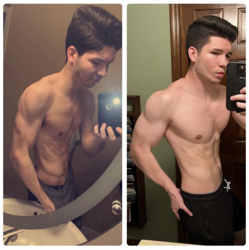 Before and After 30 lbs Weight Gain 5 feet 11 Male 137 lbs to 167 lbs