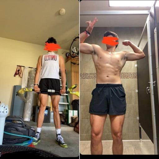 6'2 Male Before and After 40 lbs Muscle Gain 161 lbs to 201 lbs
