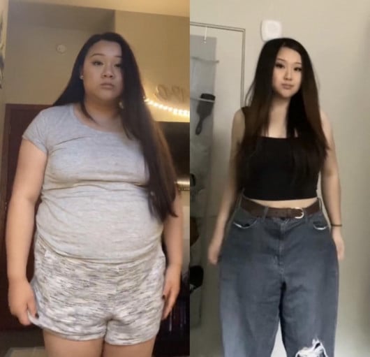 5 feet 3 Female Before and After 57 lbs Fat Loss 197 lbs to 140 lbs