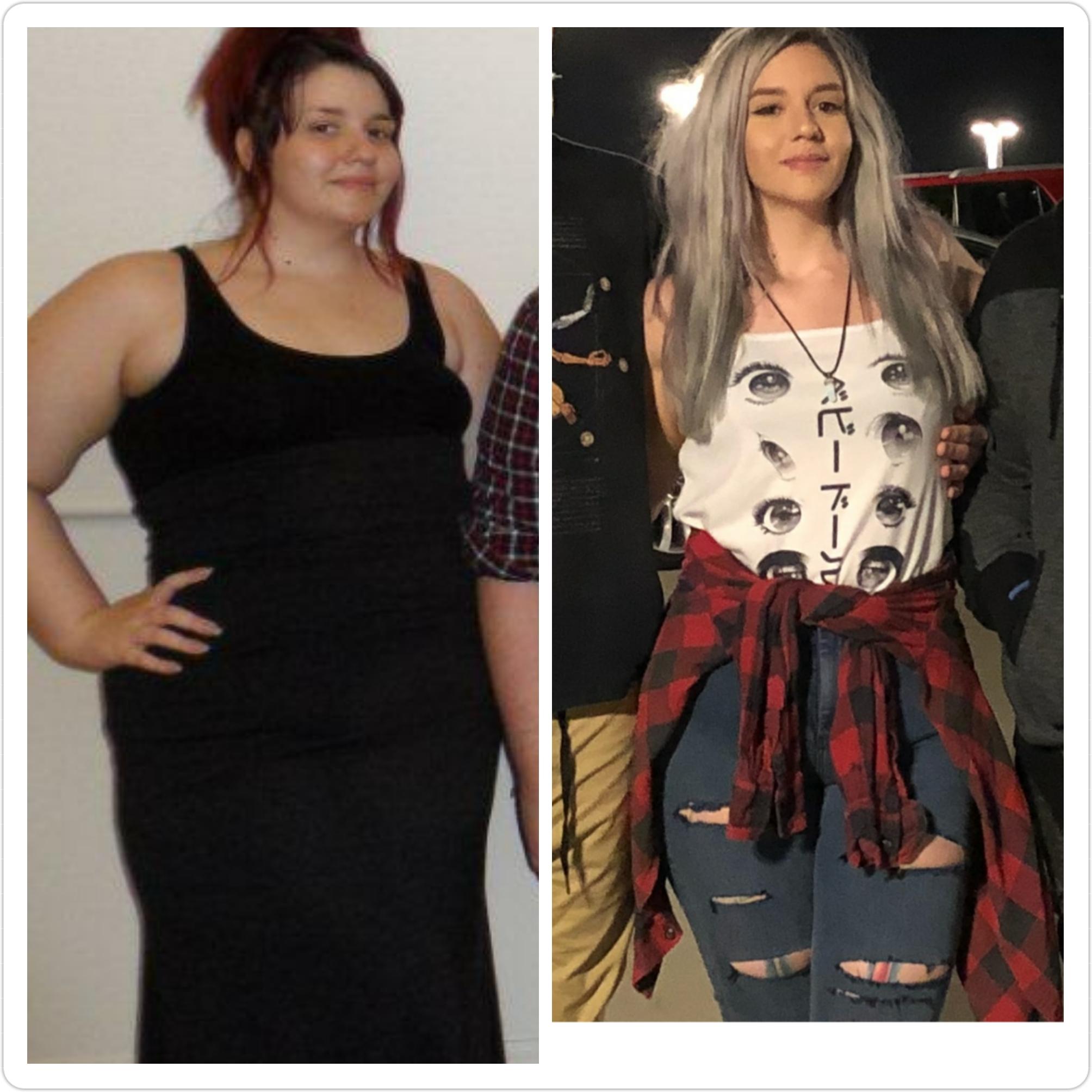 5 foot 7 Female Before and After 100 lbs Weight Loss 280 lbs to 180 lbs